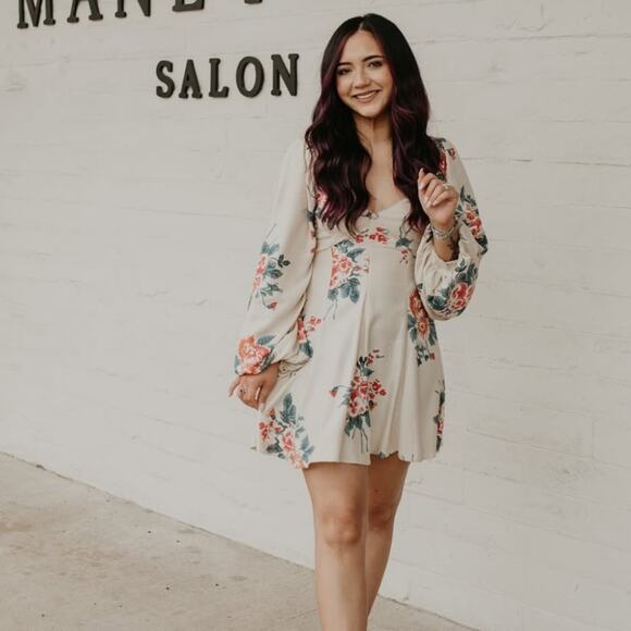 Free People Francesca Floral Print Mini Dress S - Picture 8 of 11